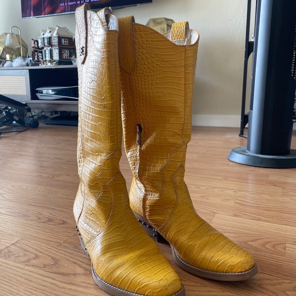 Sam Edelman Oakland Croc Embossed Western Boots